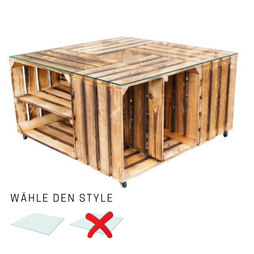Couchtische Geflammter Regalkistentisch Mit Und Ohne Glasplatte 81x81x44cm I Holz Glas Mit Viel Stauraum
