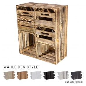 Neue Holzkisten: Große Holzkiste mit zwei Fächern und drei Schubladen | viele Möglichkeiten zum Verstauen | NEU | 77x68x35cm
