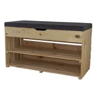 Flurbank aus Holz mit Sitzpolster und Fächern | NEU | 90x40x55cm | für