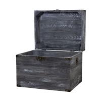 graue Holzkiste mit Deckel im Vintage Design | 45x35x35 cm | Neu